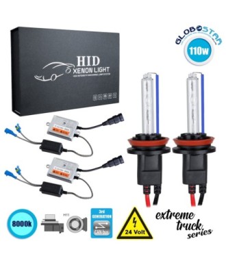 GloboStar® 84140 H11 XCB Line KIT Βασικού Φωτισμού Φορτηγού 3rd Generation Can-Bus Extreme Truck Series XENON 110W 10350lm DC 24V Αδιάβροχο IP65 Ψυχρό Λευκό 8000K